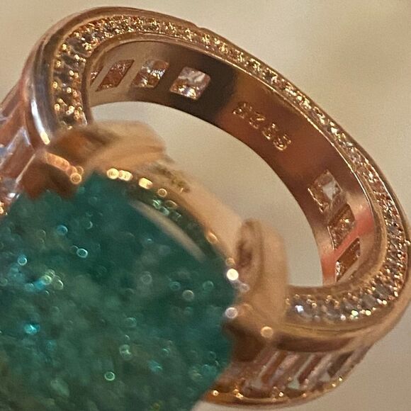 ✨🆕✨ Luxury Boho Green Simulated Zircon S925 Stamped Ring✨ - Picture 6 of 14